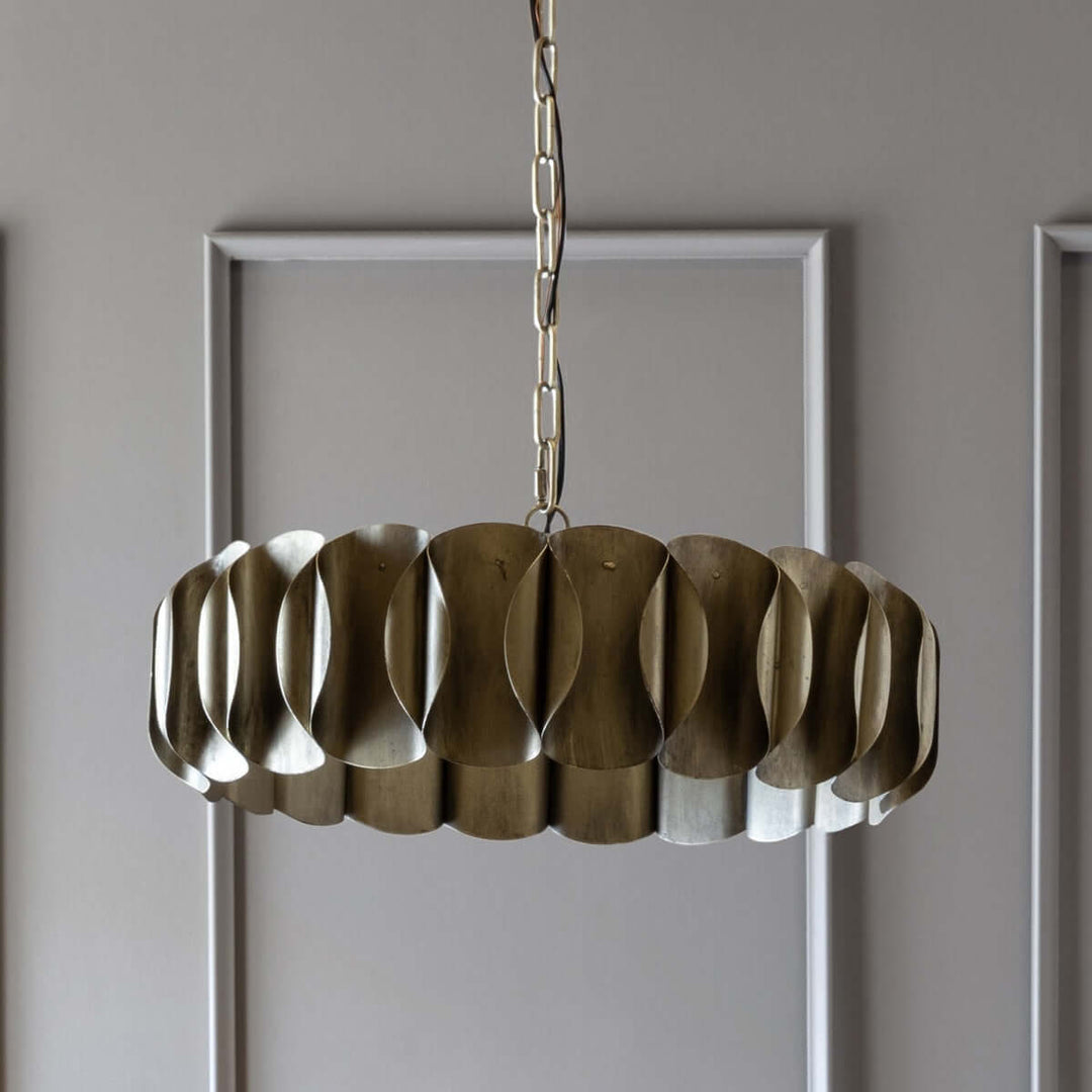 Vintage Industrial Pewter Chandelier