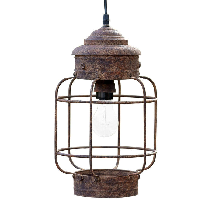 Rustic Industrial Hanging Lantern Light with Vintage Rust Finish