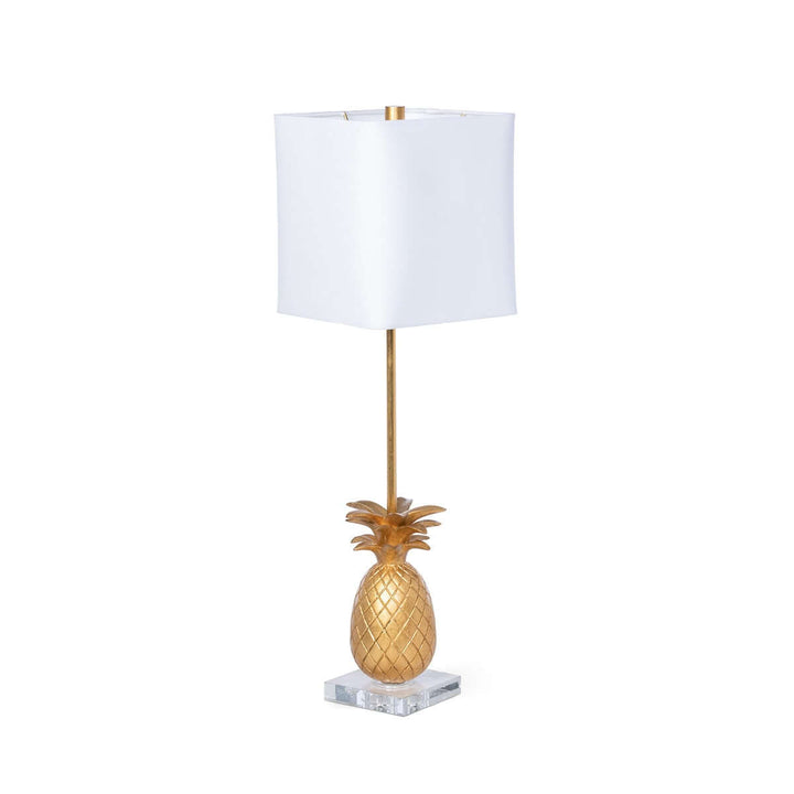 Gold Pineapple Table Lamp with White Shade