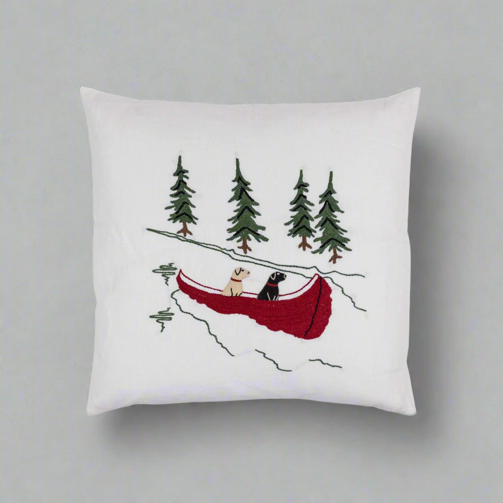Embroidered Labradors Canoe Porch Pillow