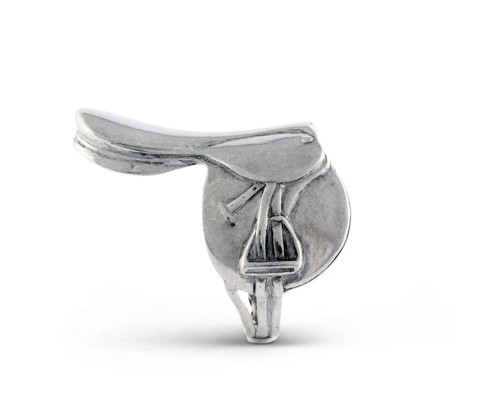 Silver saddle napkin ring on a white background
