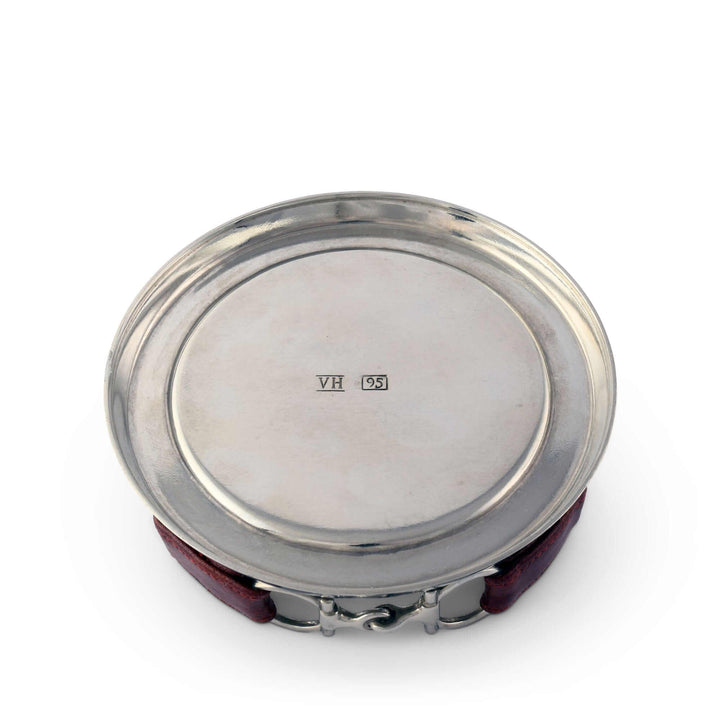 Silver coaster on a white background