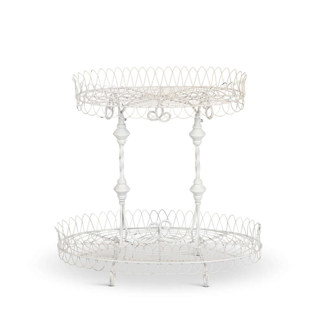 French Wire Stand, Antiqued White