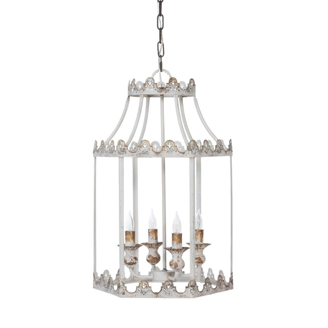 Decorative chandelier with intricate design on a white background