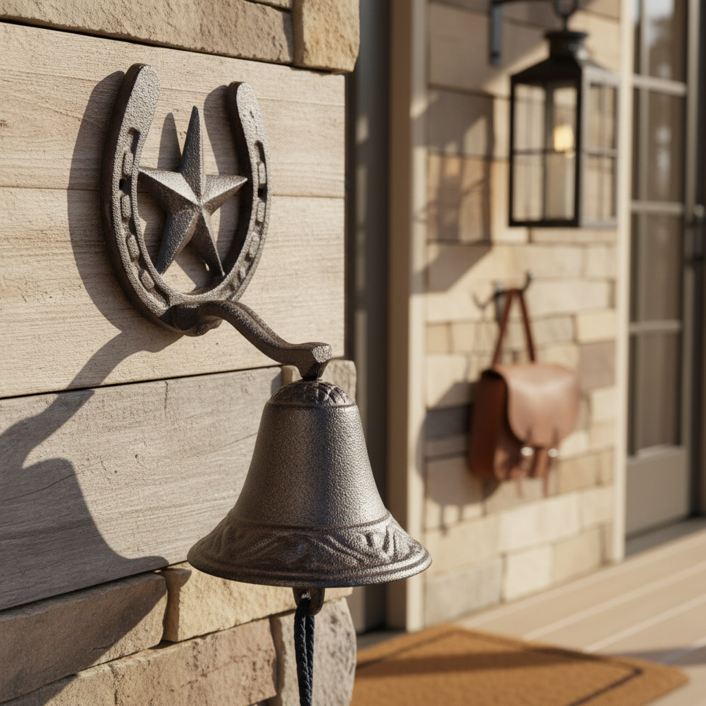 Decorative bell with star design on a wall