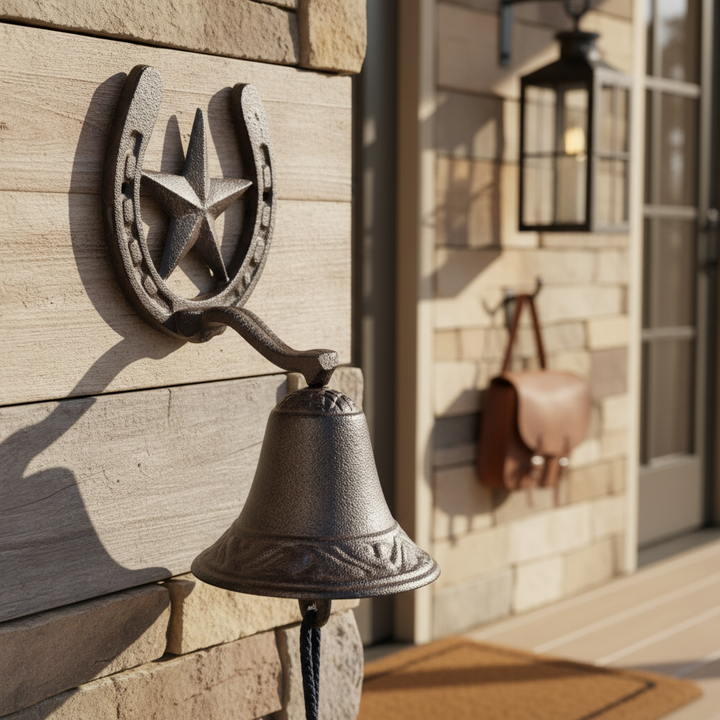 Decorative bell with star design on a wall