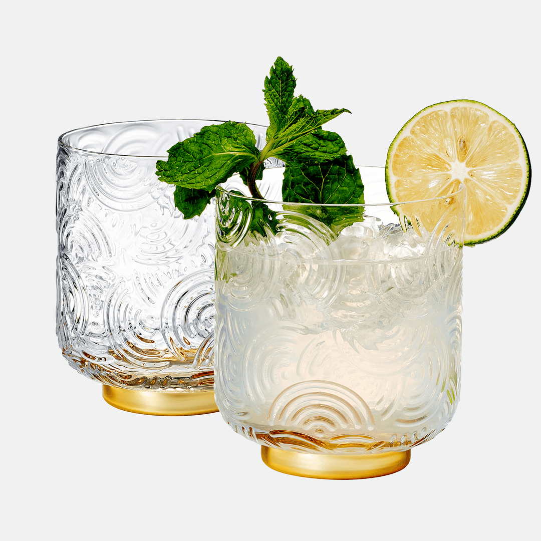 Art Deco Lowball Cocktail Glasses (Set of 2)