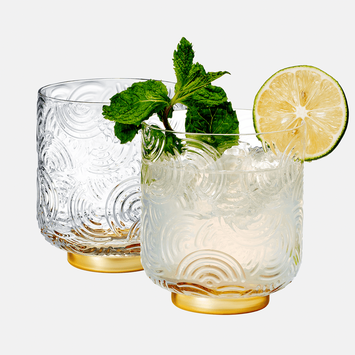 Art Deco Lowball Cocktail Glasses (Set of 2)