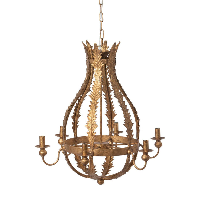 Decorative gold chandelier on a white background