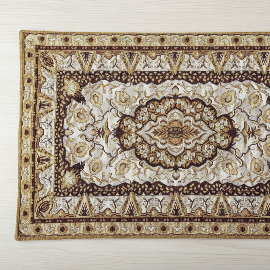 DaDa Bedding Set of 4-6 Pieces Royal Persian Style Rug Golden Brown Floral Tapestry Placemats 13” x 19” (18119)
