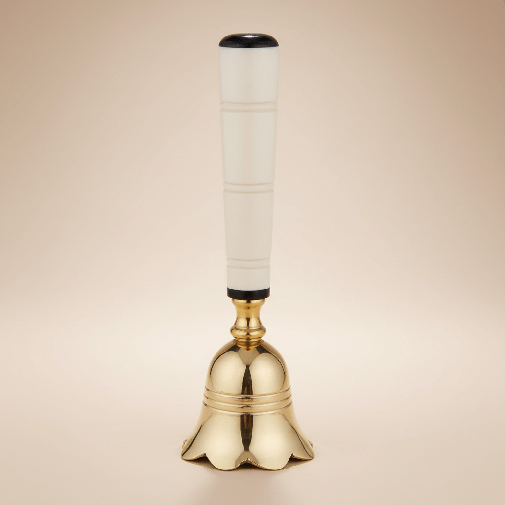 Vintage Brass Hand Bell with Enamel Handle