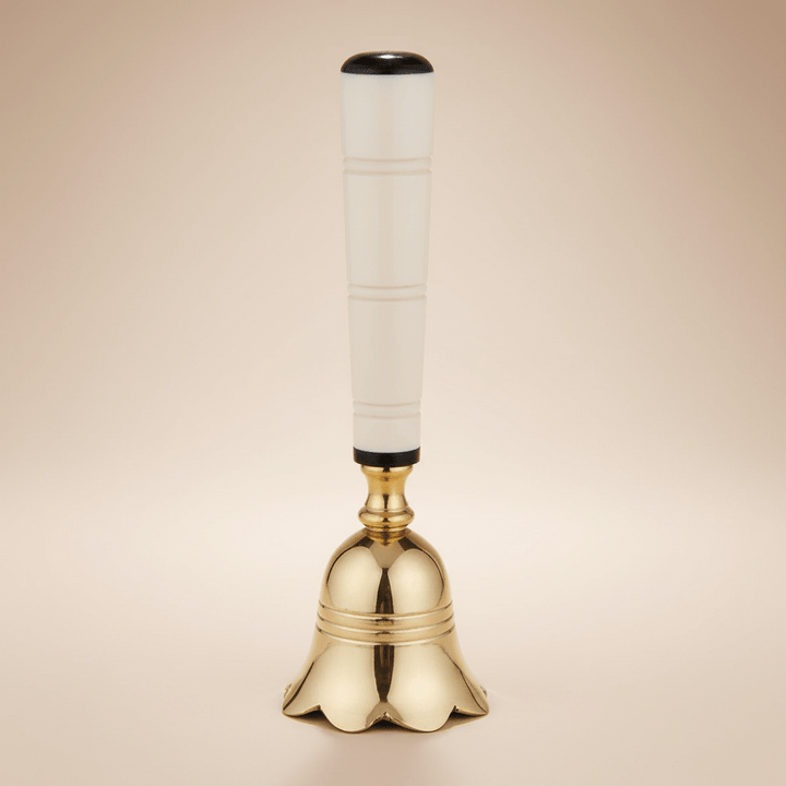 Vintage Brass Hand Bell with Enamel Handle