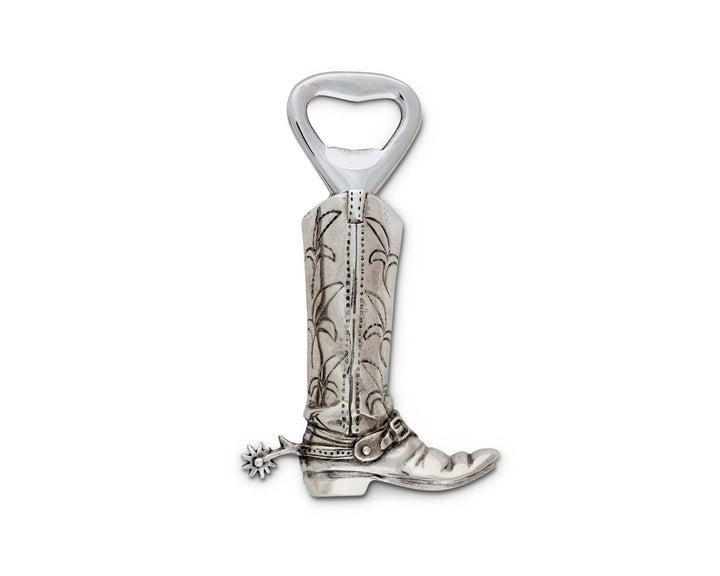Cowboy boot bottle opener on a white background
