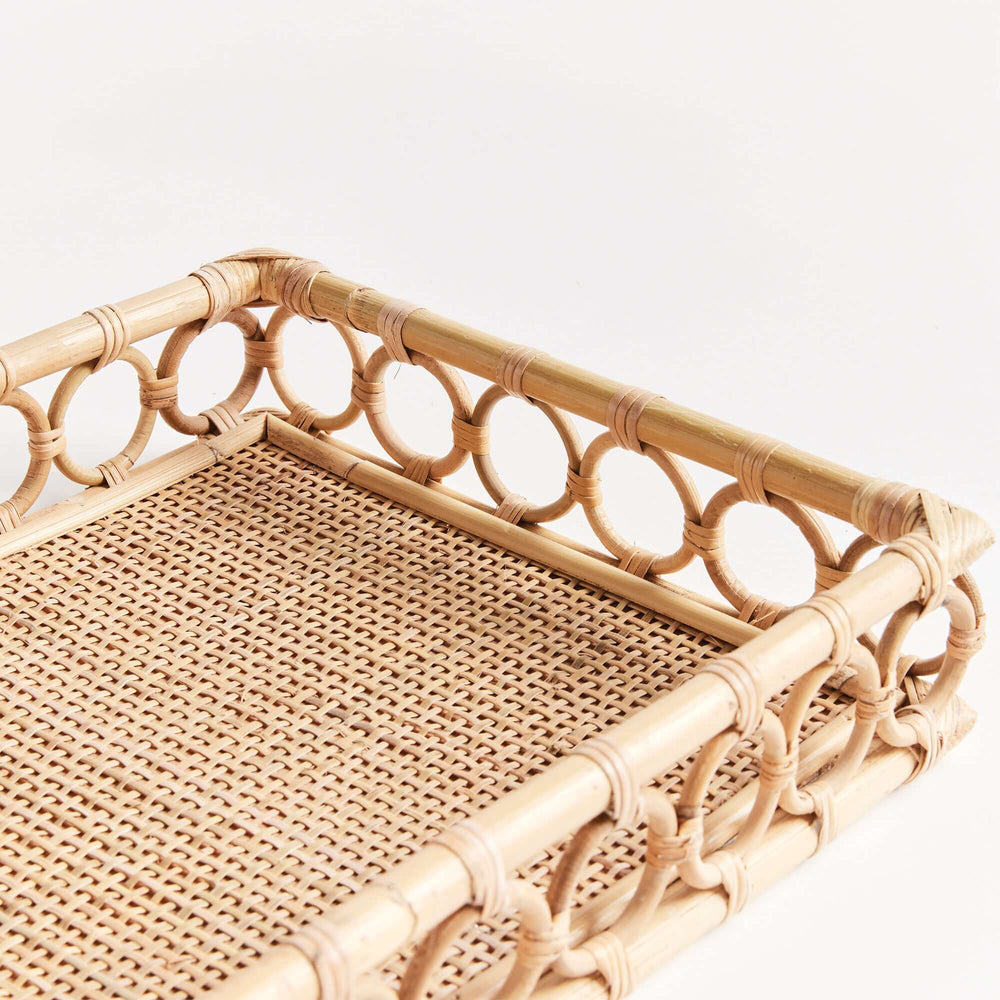 Handwoven Vintage Rattan Trays for Serving and Display closeup