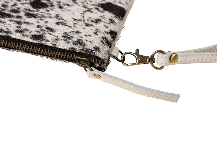 Hair-On Cowhide Zip Wristlet