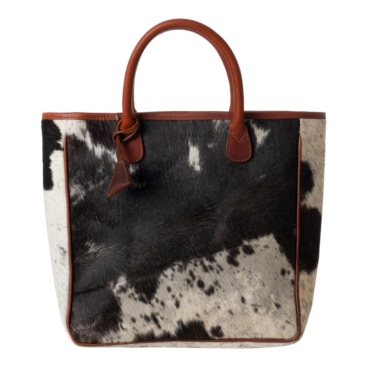 Hair-On Cowhide Leather Handle Tote Bag