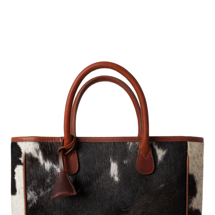 Hair-On Cowhide Leather Handle Tote Bag