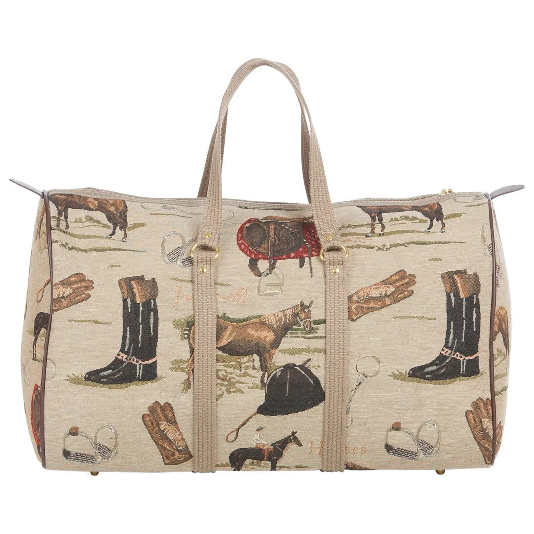 English Equestrian Tapestry Duffle Bag