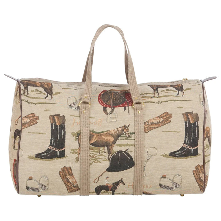 English Equestrian Tapestry Duffle Bag