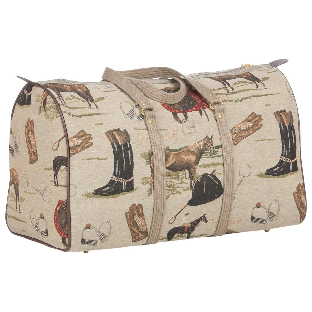 English Equestrian Tapestry Duffle Bag
