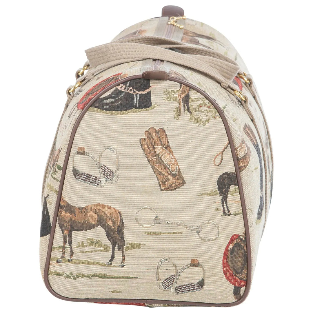 English Equestrian Tapestry Duffle Bag