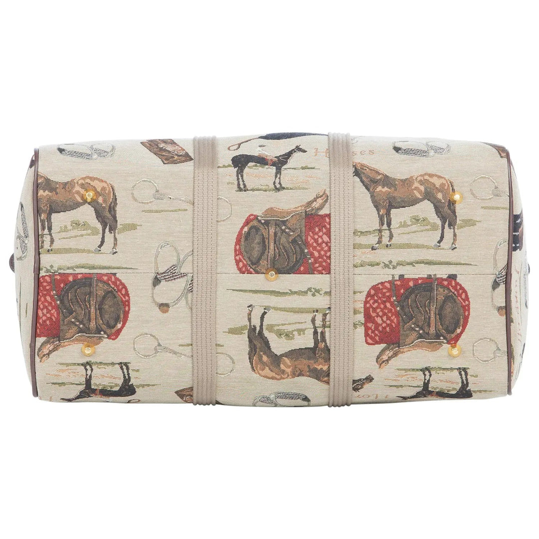 English Equestrian Tapestry Duffle Bag