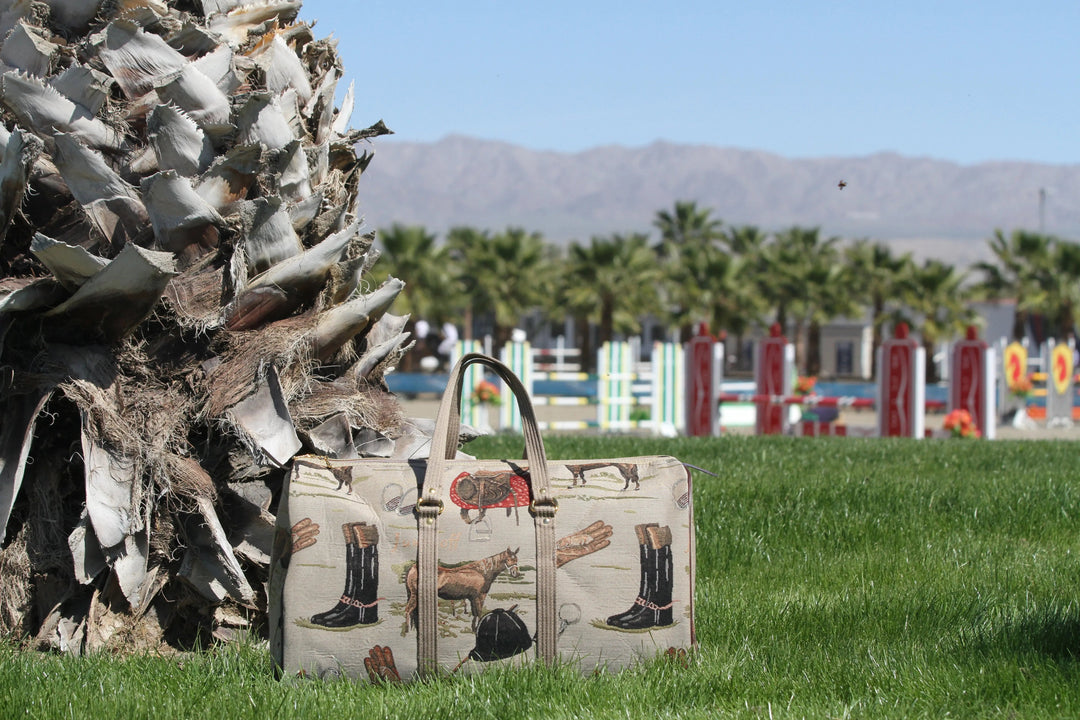 English Equestrian Tapestry Duffle Bag