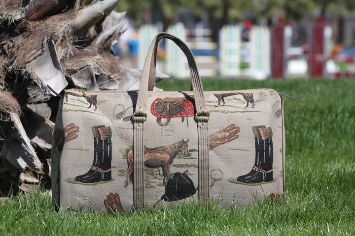English Equestrian Tapestry Duffle Bag