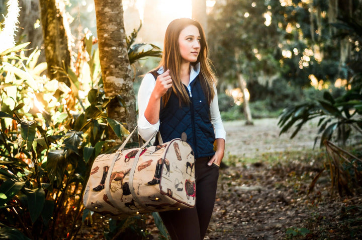 English Equestrian Tapestry Duffle Bag