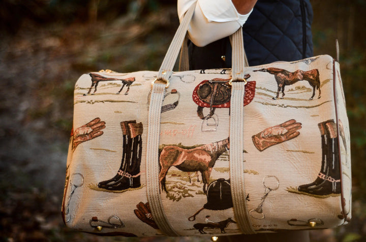 English Equestrian Tapestry Duffle Bag