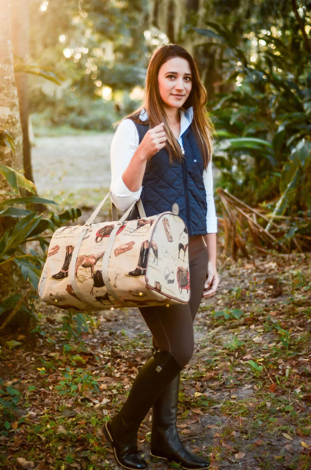 English Equestrian Tapestry Duffle Bag