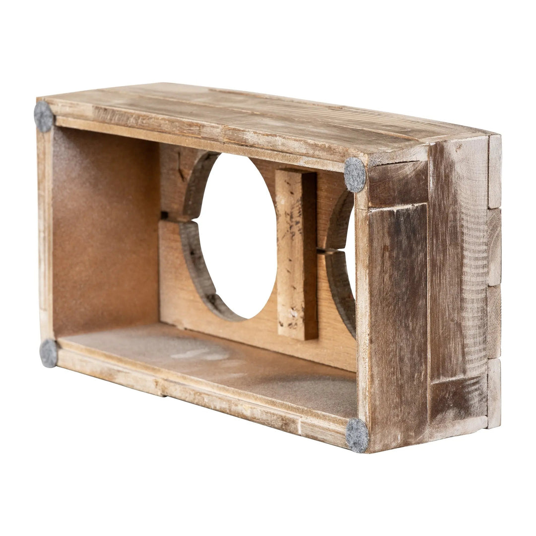 Reclaimed Wood Double Bowl Pet Feeder