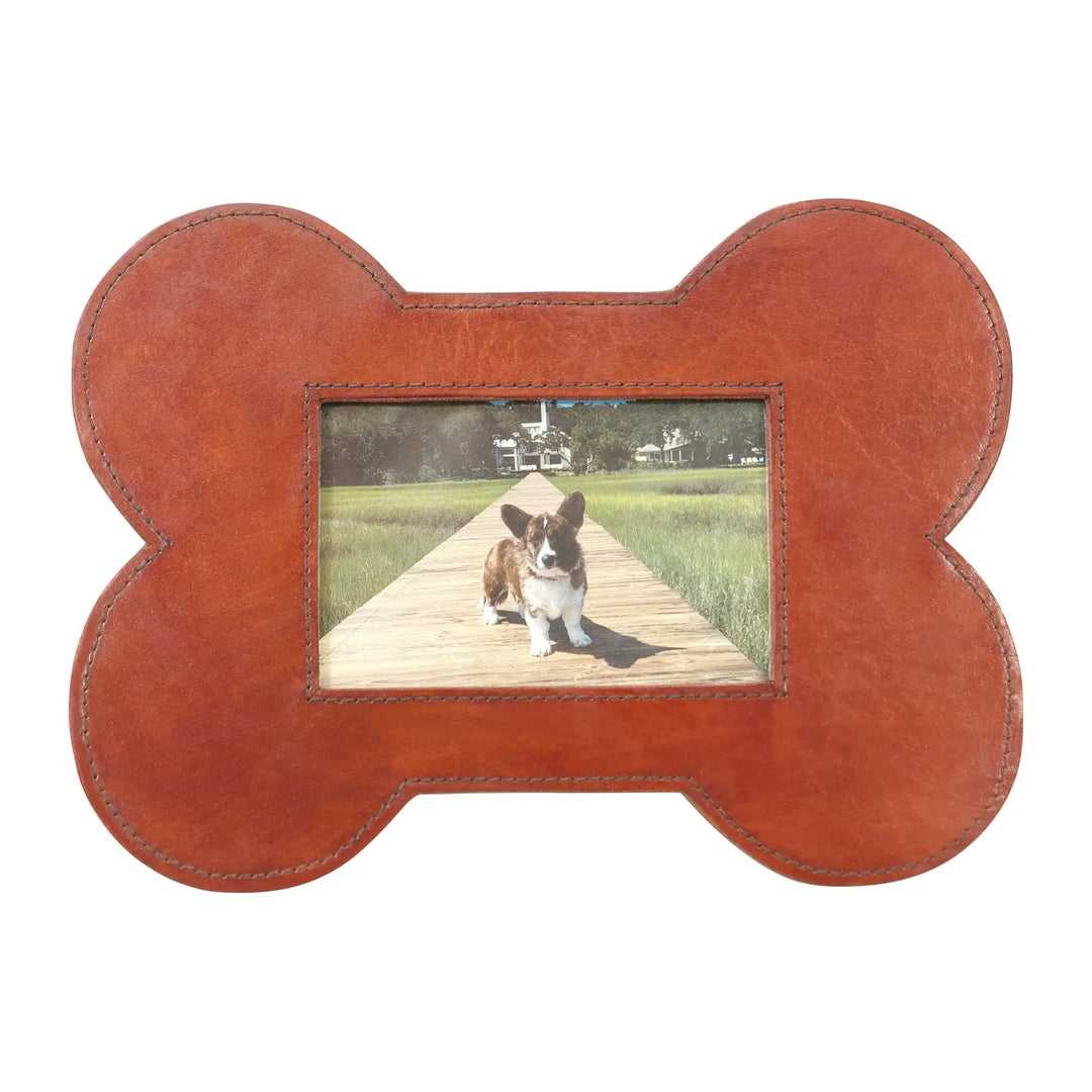 Leather Bone-Shaped Dog Photo Frame