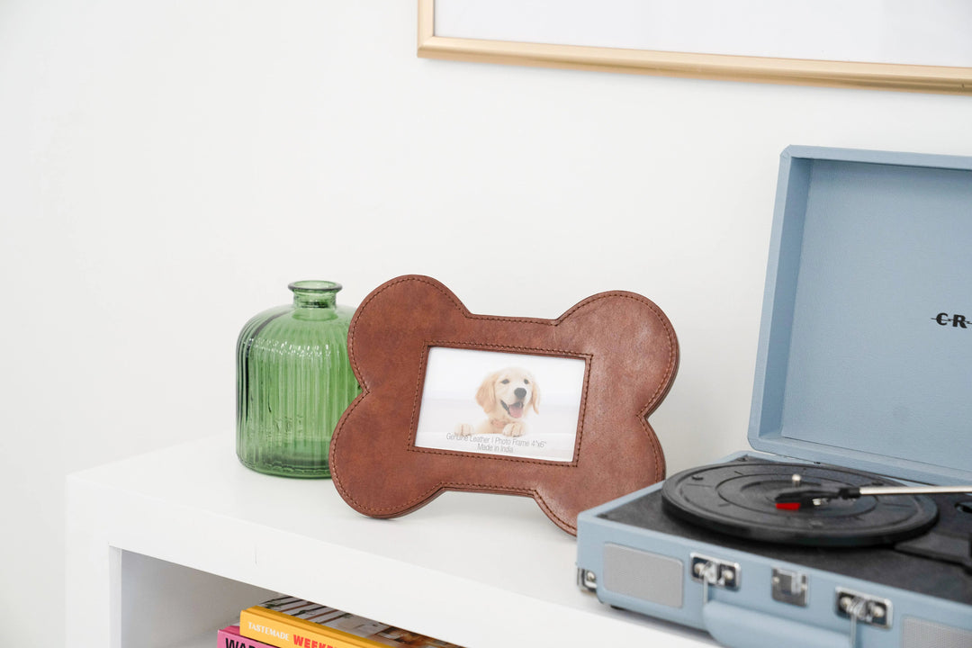 Leather Bone-Shaped Dog Photo Frame