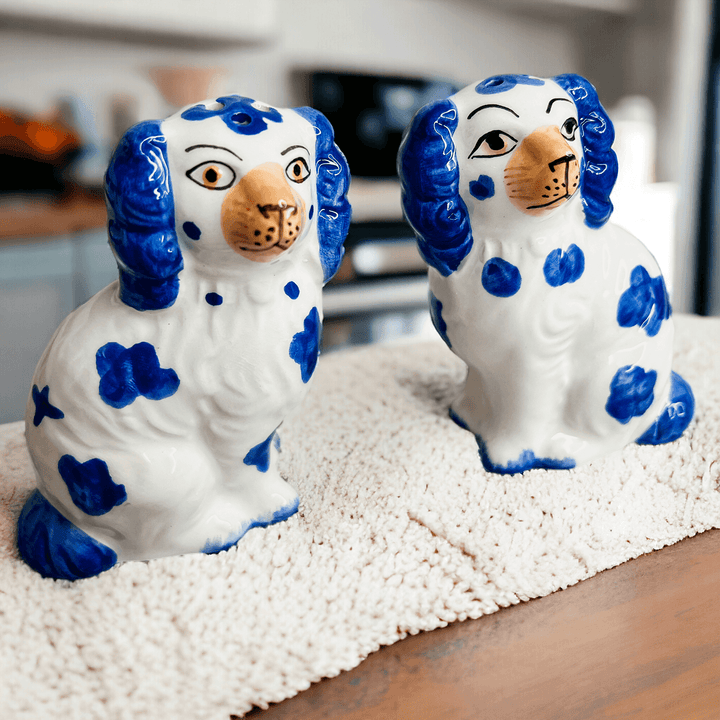 Blue & White Staffordshire Dog Salt & Pepper Shakers