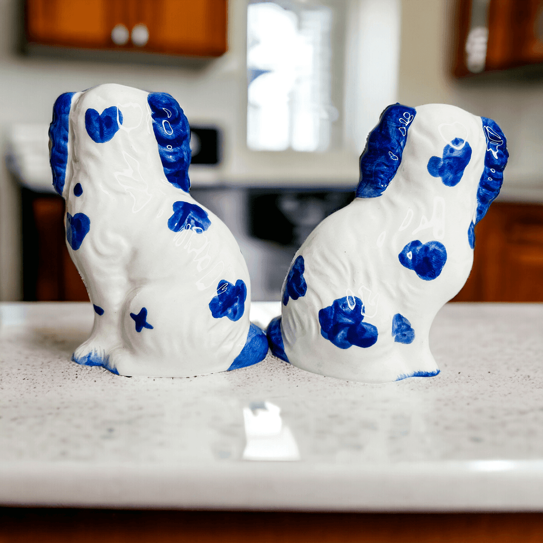 Blue & White Staffordshire Dog Salt & Pepper Shakers
