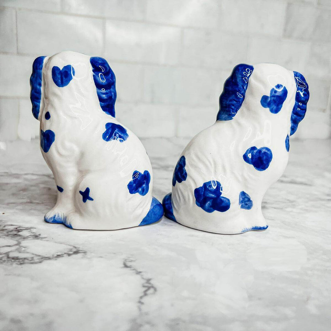 Blue & White Staffordshire Dog Salt & Pepper Shakers