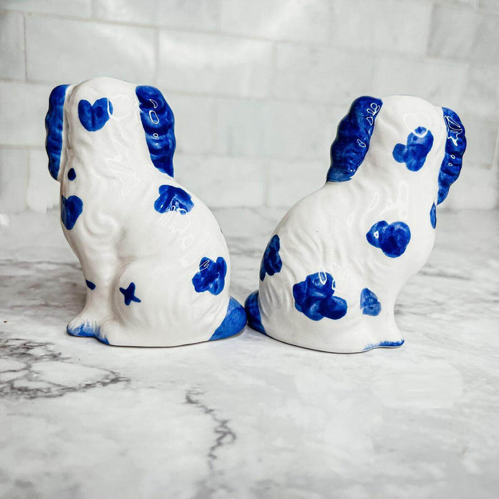 Blue & White Staffordshire Dog Salt & Pepper Shakers