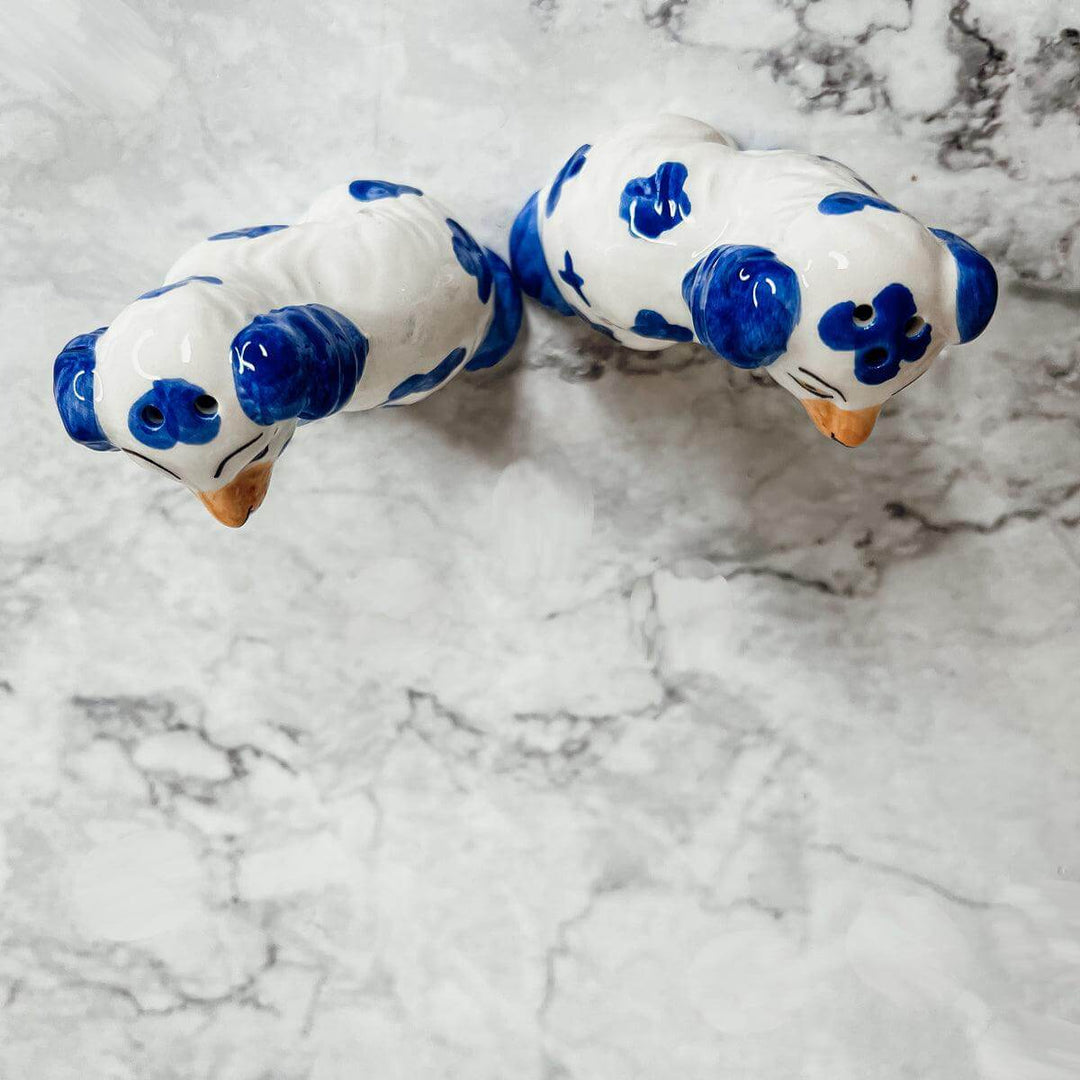 Blue & White Staffordshire Dog Salt & Pepper Shakers