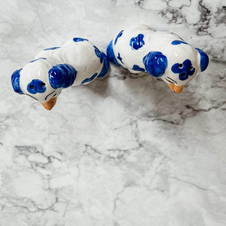 Blue & White Staffordshire Dog Salt & Pepper Shakers