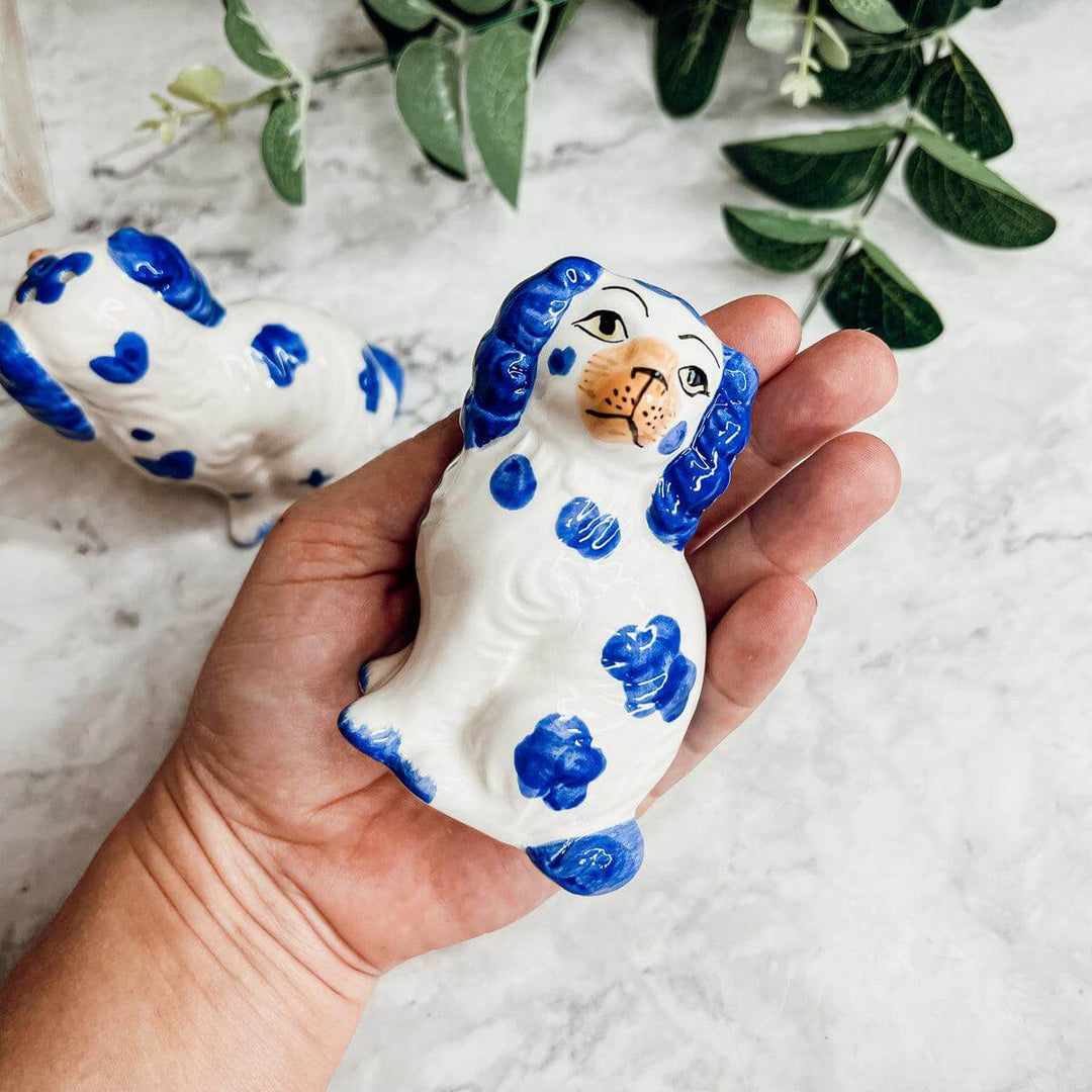 Blue & White Staffordshire Dog Salt & Pepper Shakers