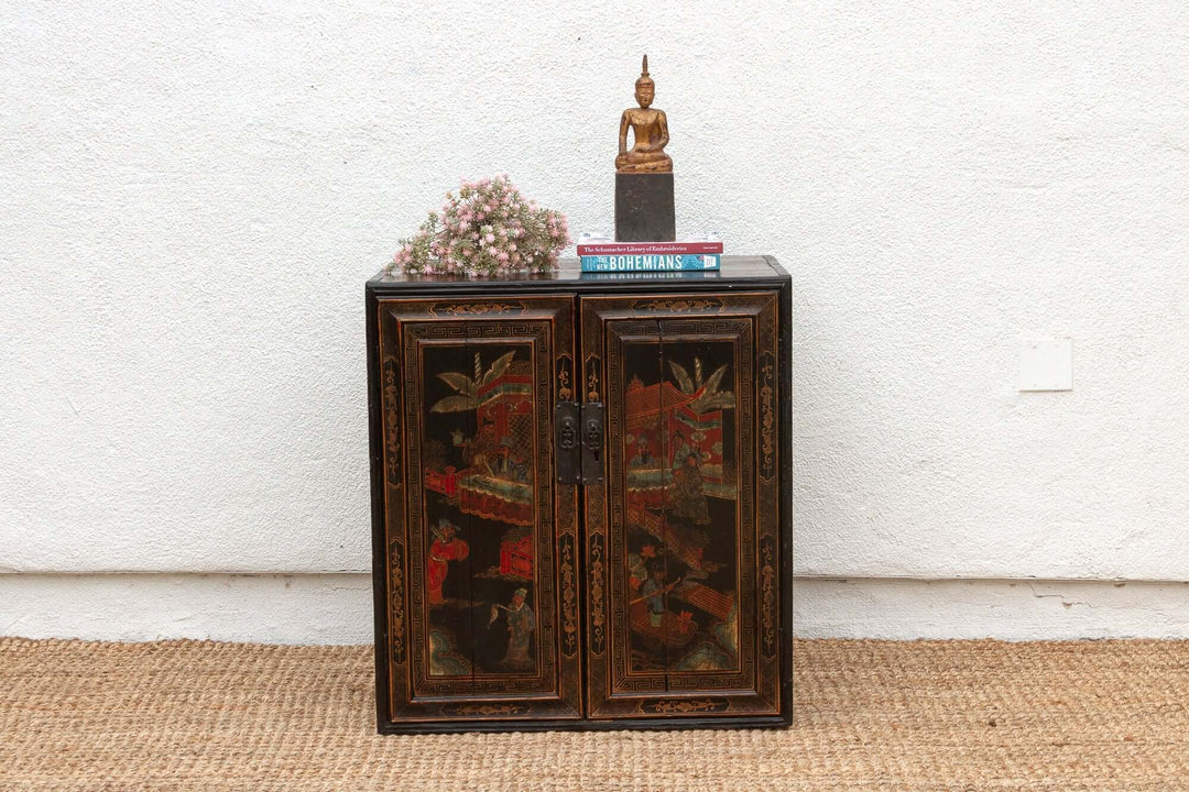 Antique Chinese Painted Lacquer Cabinet