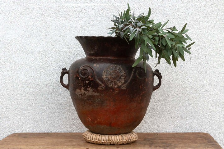 Antique Guatemalan Large Floral Olla