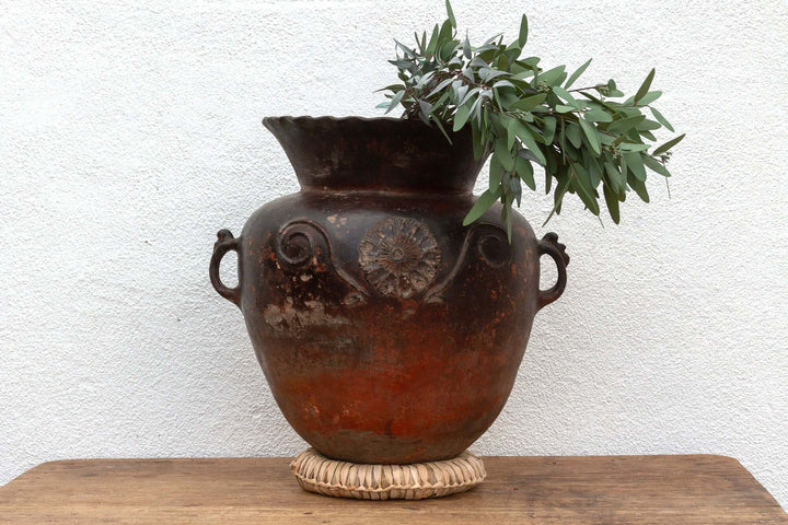 Antique Guatemalan Large Floral Olla