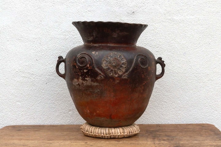 Antique Guatemalan Large Floral Olla