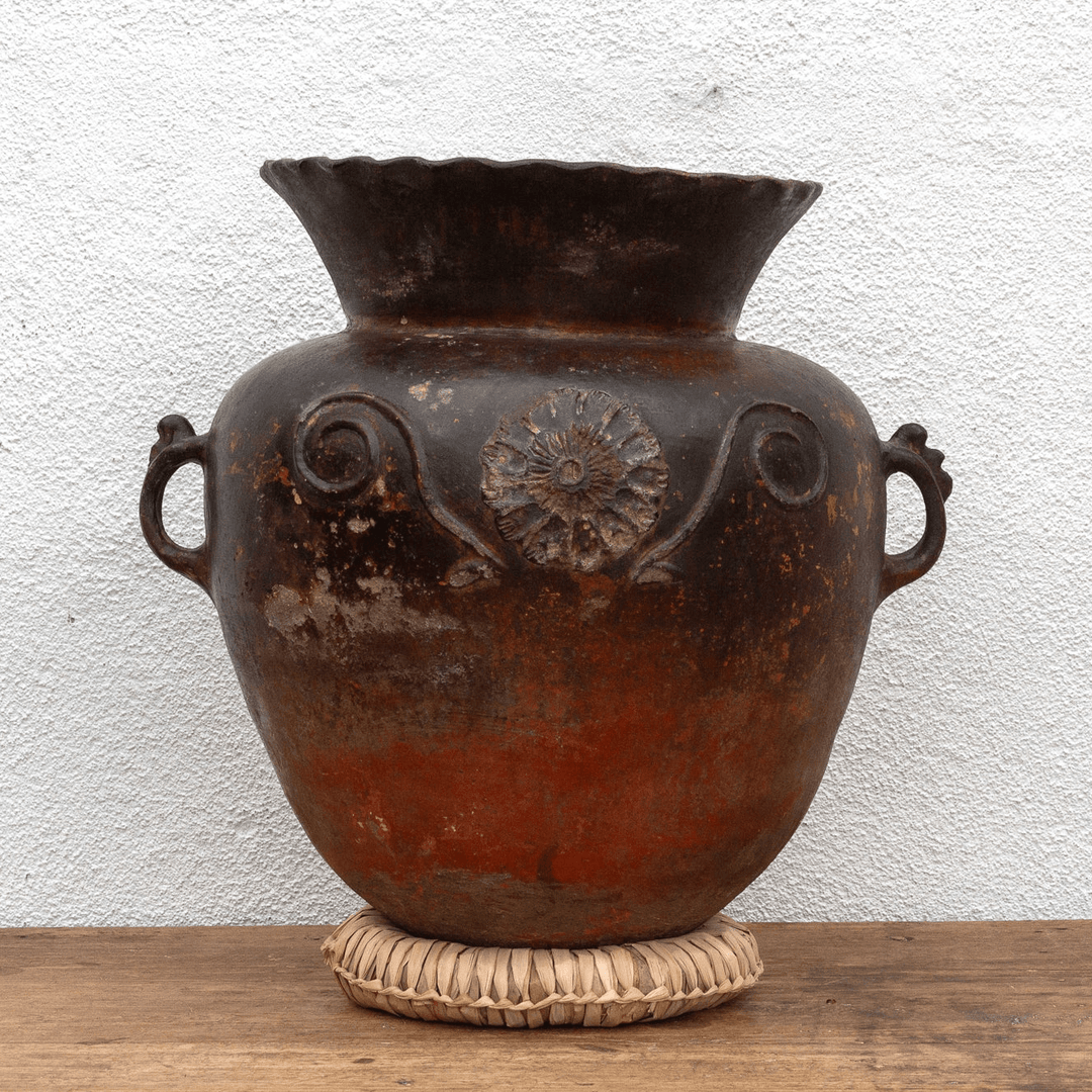 Antique Guatemalan Large Floral Olla