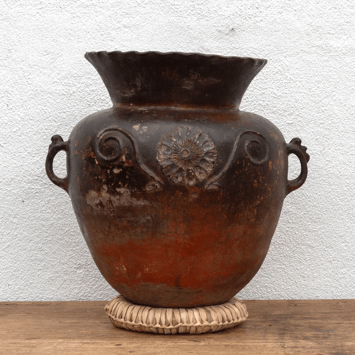Antique Guatemalan Large Floral Olla