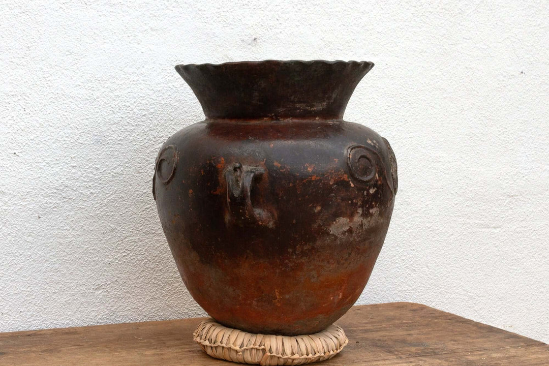 Antique Guatemalan Large Floral Olla
