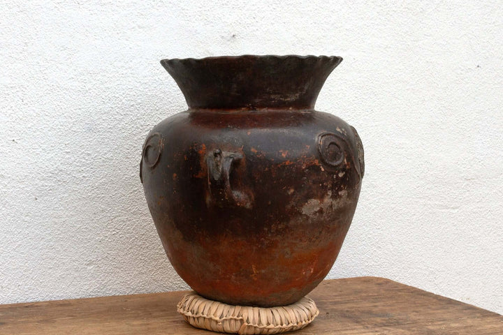 Antique Guatemalan Large Floral Olla