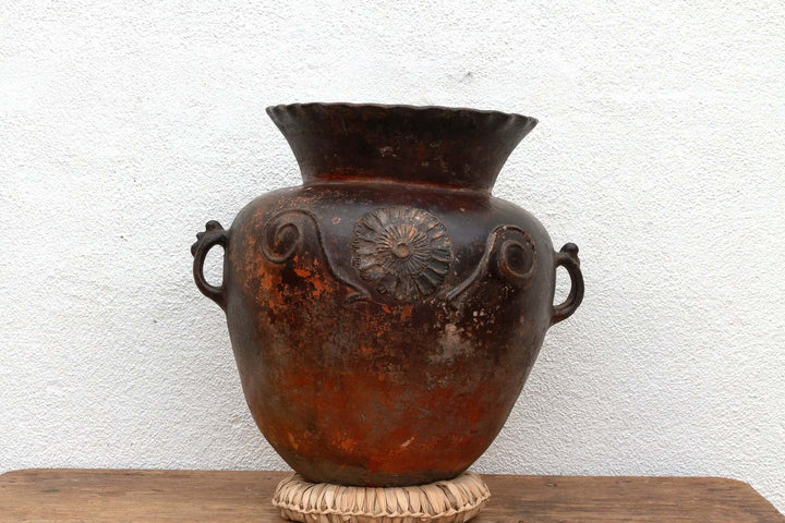 Antique Guatemalan Large Floral Olla
